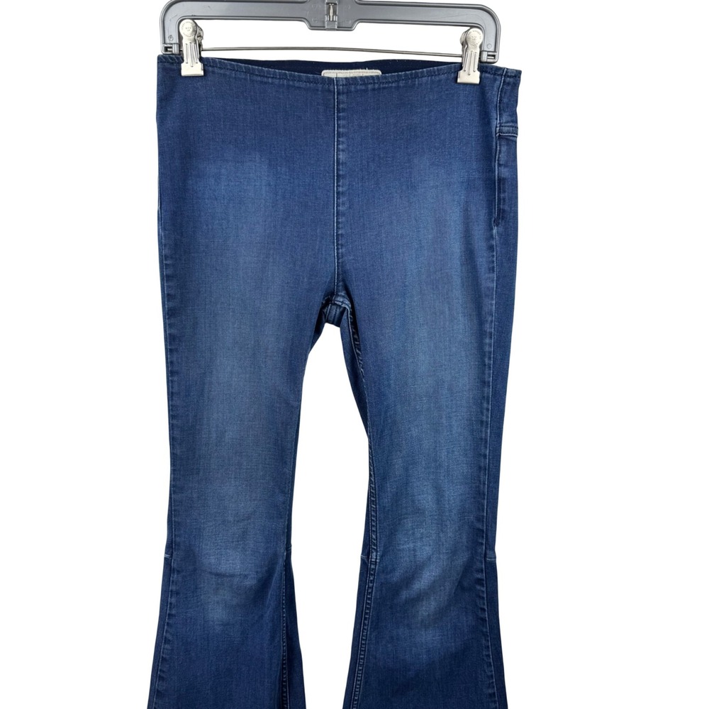 Free People Penny Pull On Flare Jeans Womens 28 Blue Dark Wash Boho Bell Bottoms - Picture 5 of 13
